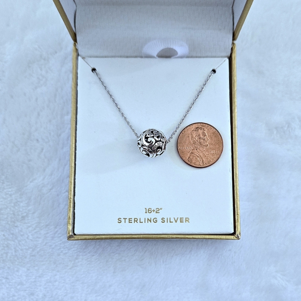 Annika Witt Sterling Silver🤍 Floating🛶 Scroll📜 Ball⚾️ Pendant Necklace - - Picture 7 of 15